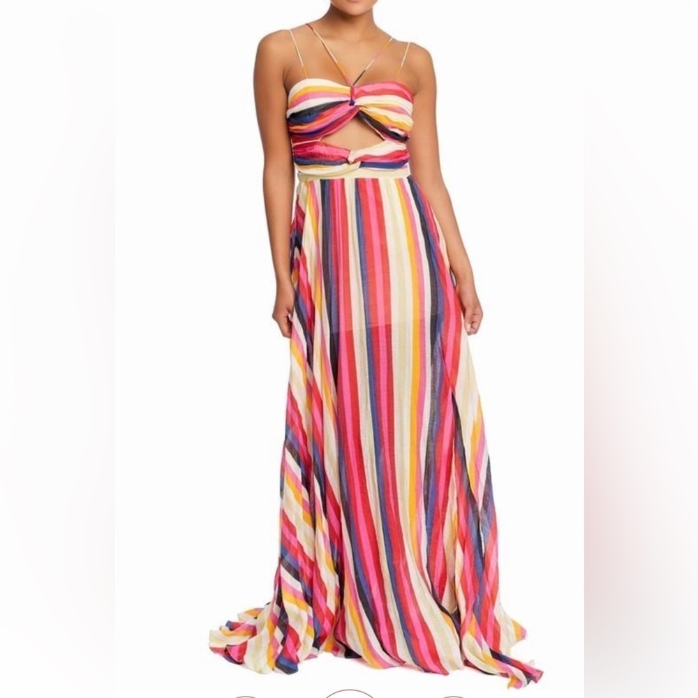Luxxel Multi Stripe Maxi Boutique Dress